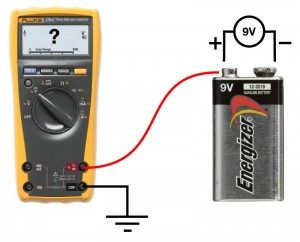 Fig 1. What voltage does the multimeter record?